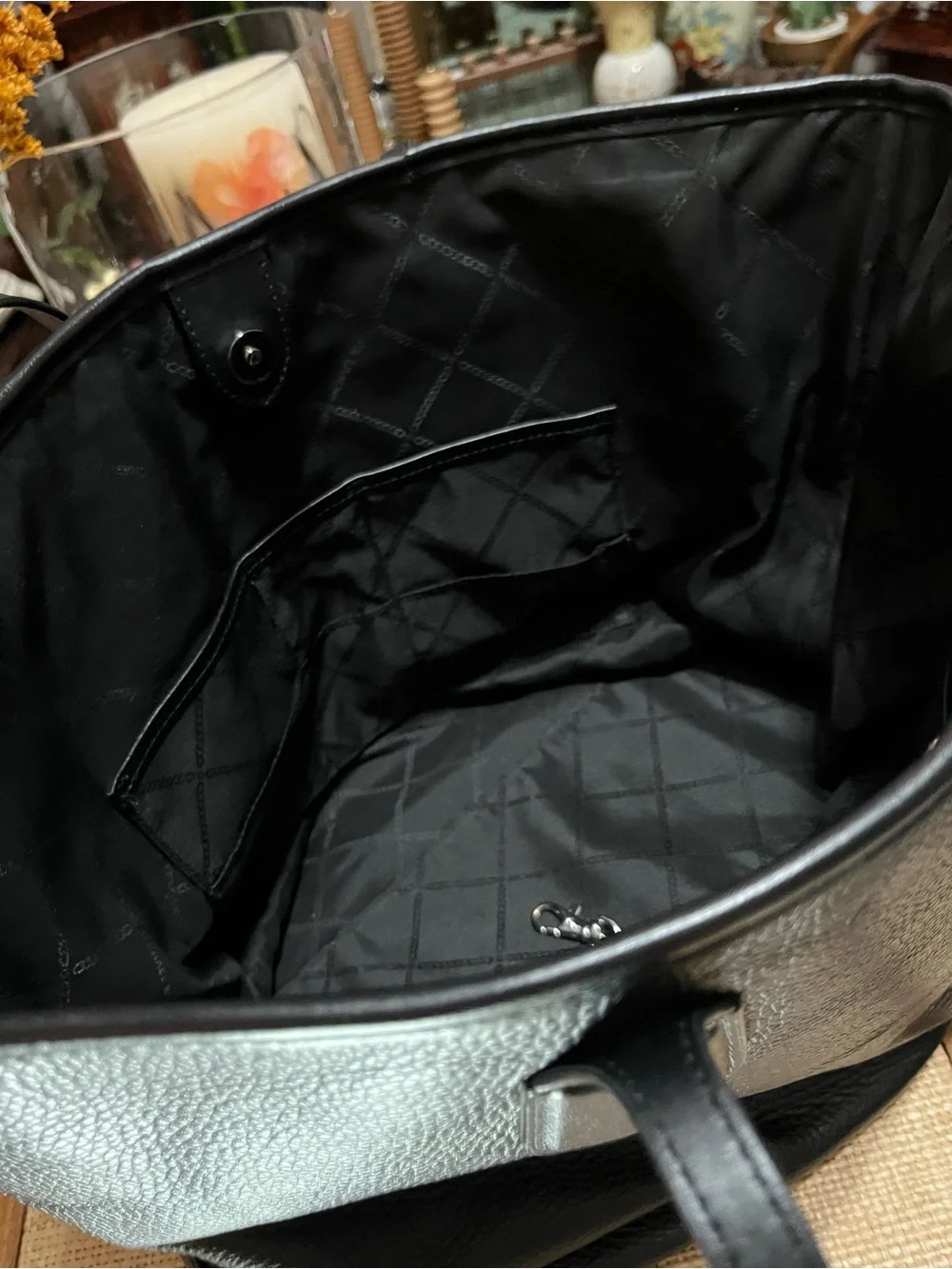Michael Kors Black Pebbled Leather Large Tote with MK Charm